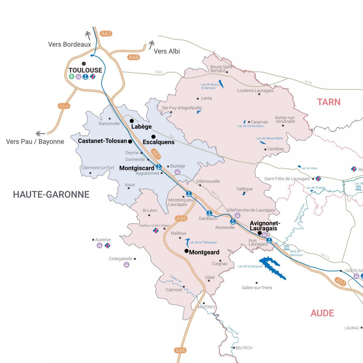Carte Lauragais Tourisme & Sud Est Toulousain